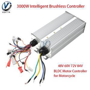 48V 60V 72V 84V 3000W 스마트 브러시리스 컨트롤러 바이크 오토바이 용 이중 행 18MOS 트랜지스터 BLDC 모