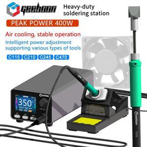 GEEBOON HC24 400W 115/210/245/470/T12 납땜 팁 컬러 곡선 디스플레이와 호환되는 헤비듀티 스테이션