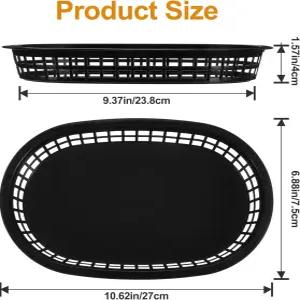 노다이에 40팩 블랙 플라스틱 패스트푸드 바구니 10.66 x 6.88 1.57 인치 재사용 가능한 서빙 트레이
