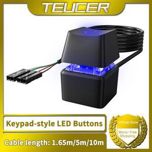 TEUCER 1.65/5/10m LED 조명 컴퓨터 데스크탑 스위치 PC 마더보드 홈 오피스용 외부 시작 전원 버튼 연장