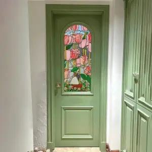 인테리어 스테인글라스 문짝 나무 주방 욕실 프렌치 그린 유럽풍 장식유리