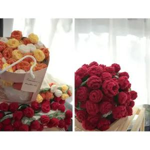 완제품 장미 꽃다발 담요 스웨터 무릎 원형 선물백 포함