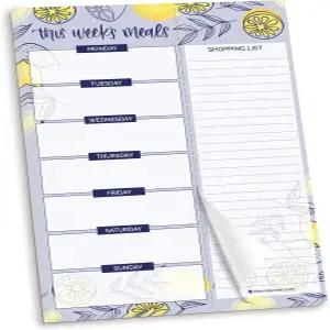 블룸 데일리 플래너 찢어진 식료품 쇼핑 목록이 있는 냉장고용 주간 마그네틱 식사 계획 패드 - 자석이