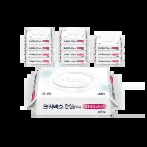 크리넥스 살균소독 안심 물티슈 캡형 60매 12개