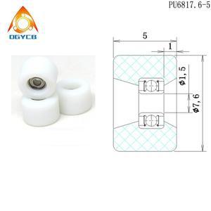 4pcs 1.5x7.6x5 PU 코팅 핑거 보드 휠 PU6817.6-5 스케이트 풀리 고속 그리스 없음 롤러