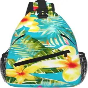 FKGKDF 여름 스타일 하와이안 프린트 조절 및 패딩 숄더 스트랩 가슴 가방 여행 업무 일상용 슬링백