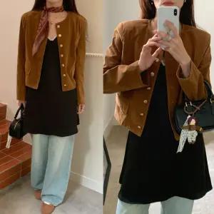 루타꽁몰 여사친 빈티지 재킷 정장 라운드 쇼트 세무 슬림핏 코트 싱글 톱 HO1