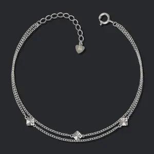 실크 컷팅 92.5 실버 펜던트 두줄 체인 은 팔찌