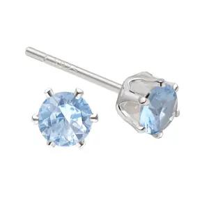 블루 크리스탈 큐빅 6프롱 세팅 92.5 실버 은 귀걸이