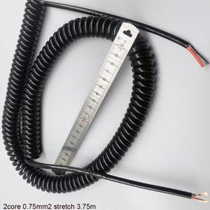 2코어 1.5mm 사각 스프링 와이어 TPU 나선형 스트레치 1-12m 전자 제품 용 순수 구리 전원 텔레스코픽 검정