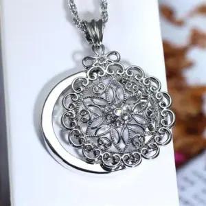 부엉이 노안용 돋보기 롱 화려한 스윙 휴대용 이중 실버 패션 목걸이