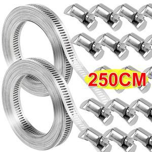 250/200CM 조절 가능 스테인리스 스틸 클램프 및 패스너 대형 호스 DIY 사이즈 스크류 밴드 자동차 부품