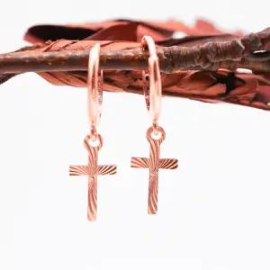 14k 십자가 컷팅 원터치 귀걸이 OPNIE2054-1