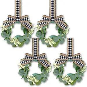 현관문용 Syhood 4pcs 9인치 미니 농가 화환 인조 주방 캐비닛 현관문 벽 창문 장식용 작은 장식클래식