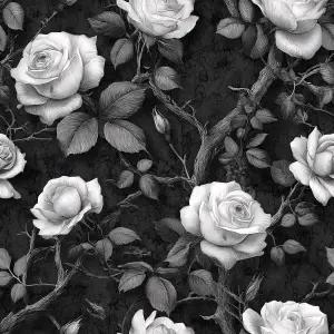빈티지 블랙 앤 화이트 로즈 필 스틱 플로럴 벽지 셀프 17.72인치 X 118.1인치 아트 플라워 월페이퍼 렌터