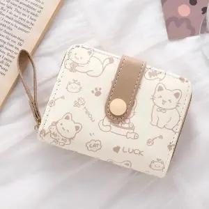 [골드스마일]대용량 여자 귀여운 고양이 반지갑 지퍼형 동전지갑