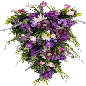 현관문과 창문을 위한 Wswqop 21.65인치 스프링 플로럴 티어드롭 스웨그 발렌타인데이 결혼 기념일 파티