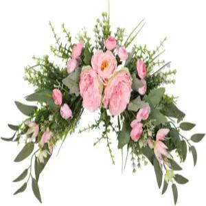 펜티어 웨딩 아치 플라워 도어 린텔용 인조 꽃무늬 스웨그 19.69인치 x 9.84인치 발렌타인데이 선반 벽