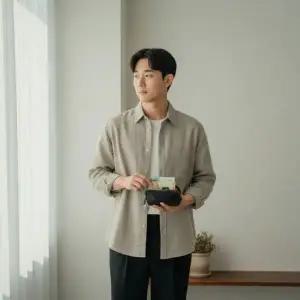 소가죽 미니 동전 지갑 카드 수납 파우치 슬림형 다용도 홀더