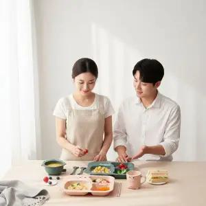 [콩심팥심]공룡 캐릭터 유아 식판 세트 어린이집 식기 전자레인지용