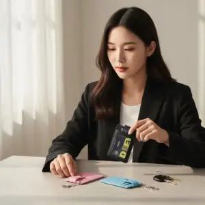 소가죽 카드지갑 목걸이형 카드포켓 슬림형 케이스 카드홀더