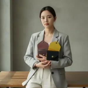 푸에블로 가죽 3단 카드지갑 빈티지 소가죽 슬림 명함 지갑 고급형