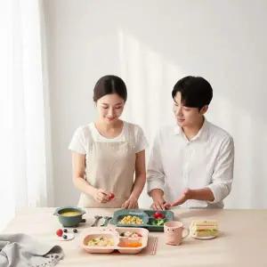 공룡 캐릭터 유아 식판 세트 어린이집 식기 전자레인지용