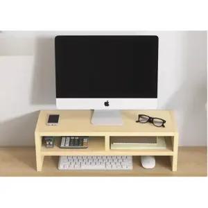 J2K 모니터 보조 받침대 선반 원목 거치대 데스크 정리 (1단 2단)