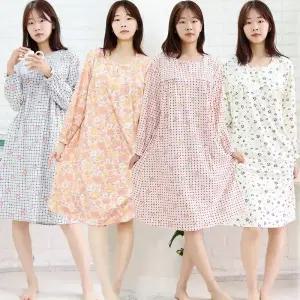 빅사이즈 양면 기모 피치 원피스(~99) 여성 홈웨어 파자마 원피스 잠옷 이지웨어