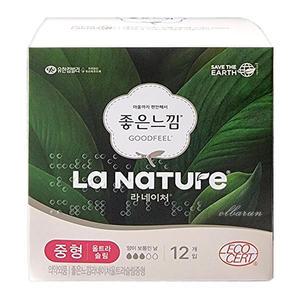 좋은느낌 라네이처 울트라슬림 중형 12개 x1팩 유기농 생리대