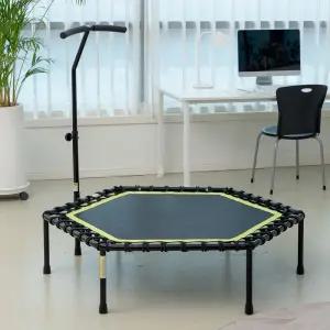 LEEFITNESS 손잡이 실내 트램플린 점핑 머신 운동 트램펄린 다이어트 성인 방방 트램폴린