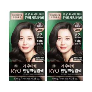 려 우아채 멋내기 새치크림 3N흑갈색 2개