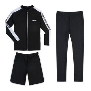 어린이 초등 중등 주니어 남아 수영복 긴팔 상의 반바지 레깅스 3종 세트 81 블랙 래쉬가드