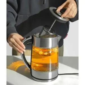 거름망 티포트 대용량 1.7L 내열유리 온도조절 보온 손잡이버튼식