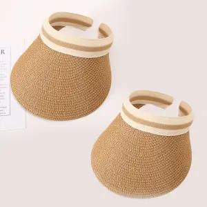 2개세트 여성 라탄 썬캡 여름모자 자외선차단 햇빛가리개 여자 선캡