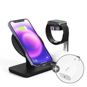 [T공식대리점]밸류엠 3in1 아이폰 맥세이프 고속 무선 충전 거치대 + 25w 초고속 충전기 SET