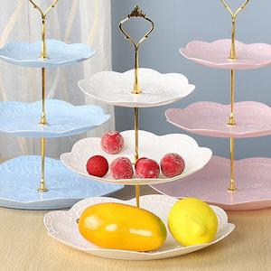 인조이 3단 디저트 트레이 라운드+골드