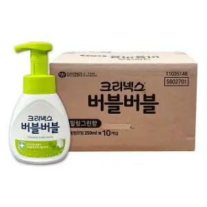 크리넥스 버블버블 포밍 핸드워시 힐링그린향 250ml x 10개 거품비누 손세정제 미세먼지 온가족용 손씻기