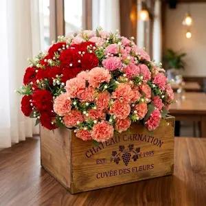 18송이 안개꽃 카네이션 부쉬 대 4색 어버이날 장식 고급 성묘 조화 소품