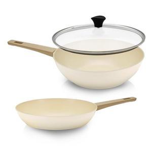 [리벤스] 퍼펙트 세라믹 IH 인덕션 후라이팬 28cm+궁중팬28cm+유리뚜껑28cm