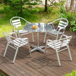 [공간미가구]서클 알루미늄 800원형 53번 야외 4인 테이블 세트