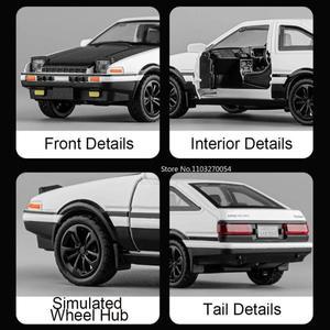 자동차 다이캐스트 모형 미니카 장난감 1/36 이니셜 D AE86    모델 풀백 사운드 문짝 ABS 플라 차량 교육
