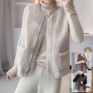 여자 양털 조끼 겨울 뽀글이 숏 베스트 집업 후리스 실내 플리스