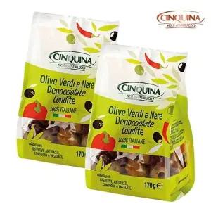 [보라티알] 친퀴나 매콤 그린앤블랙 피티드 콘디떼 올리브 190g x 2개
