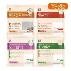 사옹원 명절 1kg 4종 세트(오미산적+생깻잎전+동태전+계란옷입은고기완자) 대용량 명절 설 추석 제사 음식 막걸리안주 간식