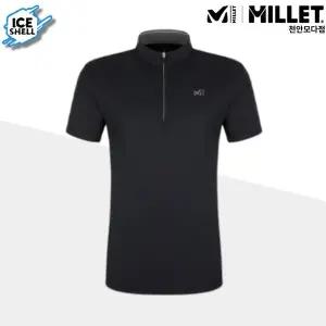 [밀레] MILLET 냉감 기능성 남성 루르드 반팔 집업 티셔츠 블랙_CA