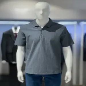 [트루젠] 트루젠 그레이블루 플리츠원단 트임카라 남자 반팔 티셔츠 2322RC001044