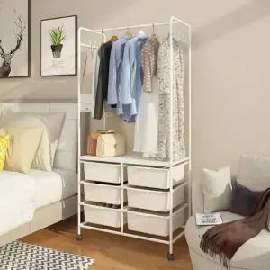 아트박스 가구느낌 마망 2단 수납 행거 이동식 철제 선반 드레스룸