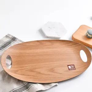 카페 타원 빵 쟁반 논슬립 국산 카페 타원 매장 제과 진열 업소용 손잡이 우드 패턴 트레이