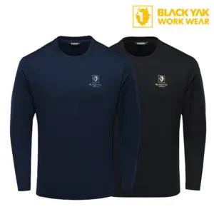 블랙야크 봄 가을 긴팔작업복 기모 티셔츠 남성 겨울 기능성 작업티 검정